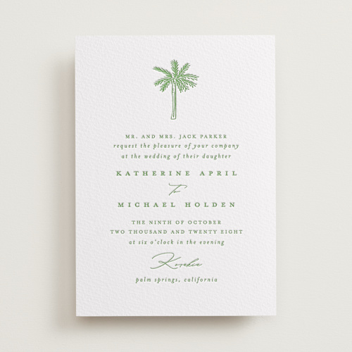 This is a pear letterpress wedding invitations with letterpress by Creo Study called iconic printing on somerset500 in standard