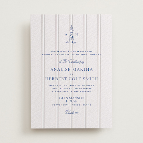 This is a lapis letterpress wedding invitations with letterpress by Tamara Hilje called raies printing on somerset500 in standard
