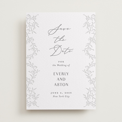 This is a gravel save the date with letterpress by Nicoletta Savod called delicately printing on somerset500 in standard