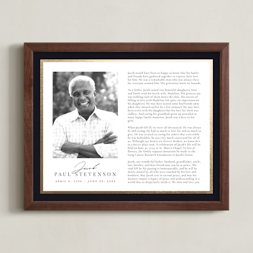 This is a white foil pressed memorial obituary prints by Nicole Walsh called classic edge
