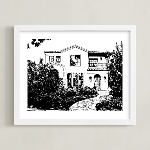 This is a black home wall art by Minted called house: white border custom print