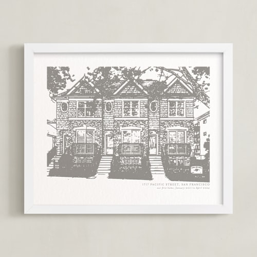 This is a warm gray home wall art by Minted called house: landscape custom letterpress print