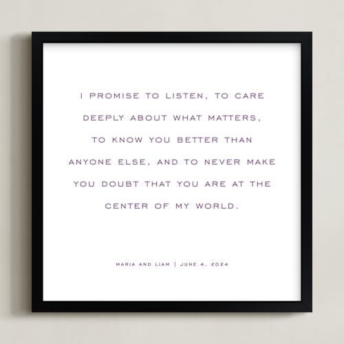 This is a dusty violet photos to art by Minted called your vows: square orientation custom print 