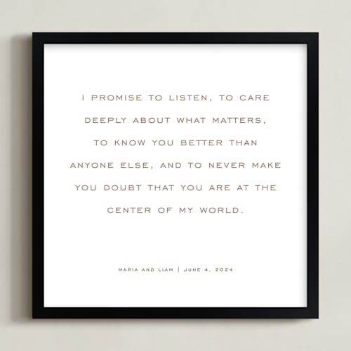 This is a soft brown photos to art by Minted called your vows: square orientation custom print 