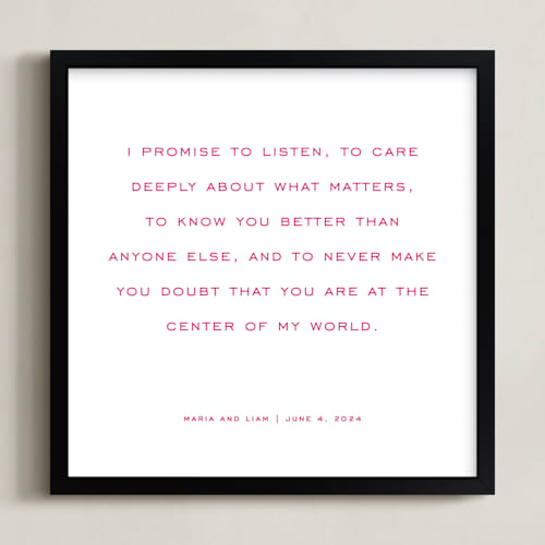 This is a brilliant pink photos to art by Minted called your vows: square orientation custom print 