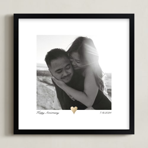 This is a gold foil stamped photo art with foil pressed by Laura Hamm called with a heart: square foil framed photo