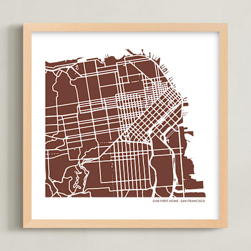 This is a rustique custom map printing by Minted called filled map: custom print