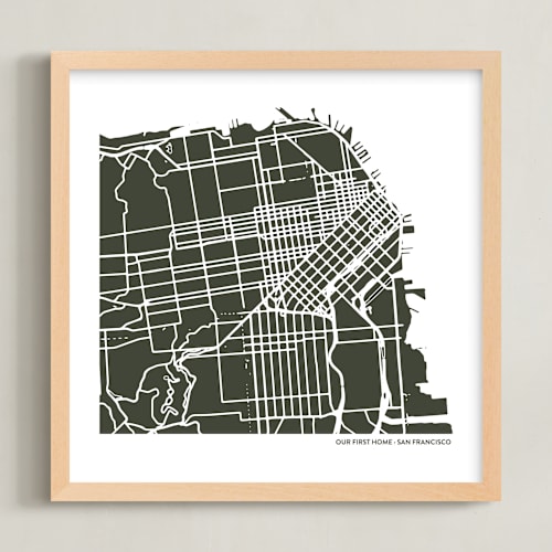 This is a olive shadow custom map printing by Minted called filled map: custom print