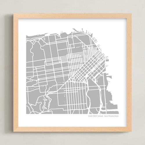 This is a cloud grey custom map printing by Minted called filled map: custom print