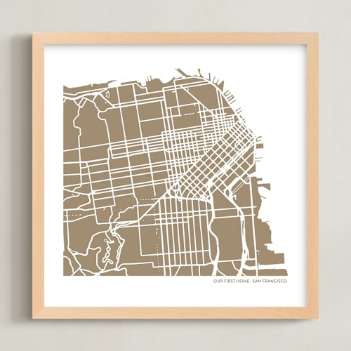 This is a tawny custom map printing by Minted called filled map: custom print