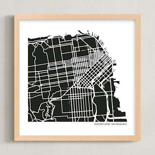 This is a black custom map printing by Minted called filled map: custom print