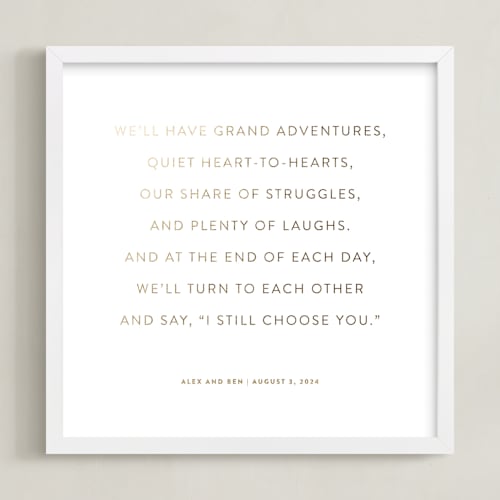 This is a gold photos to art by Minted called your vows: square orientation custom foil print