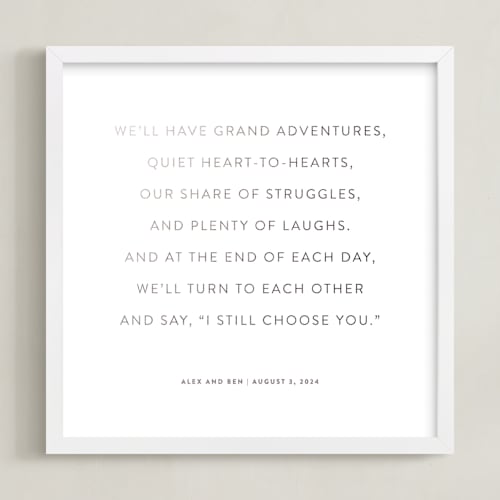 This is a silver photos to art by Minted called your vows: square orientation custom foil print