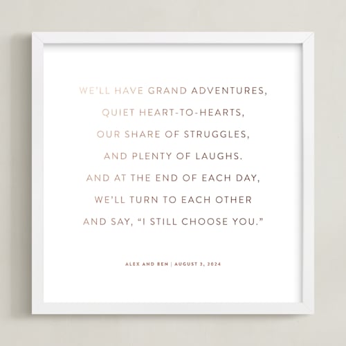 This is a rose gold photos to art by Minted called your vows: square orientation custom foil print