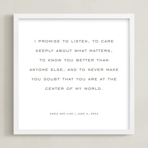 This is a black photos to art by Minted called your vows: square custom letterpress print 