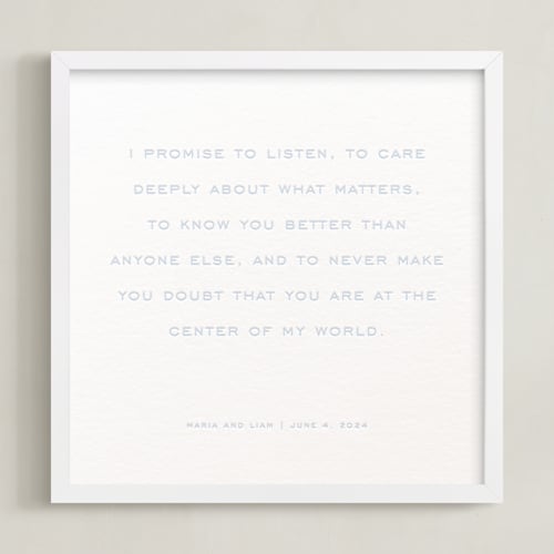 This is a cornflower photos to art by Minted called your vows: square custom letterpress print 