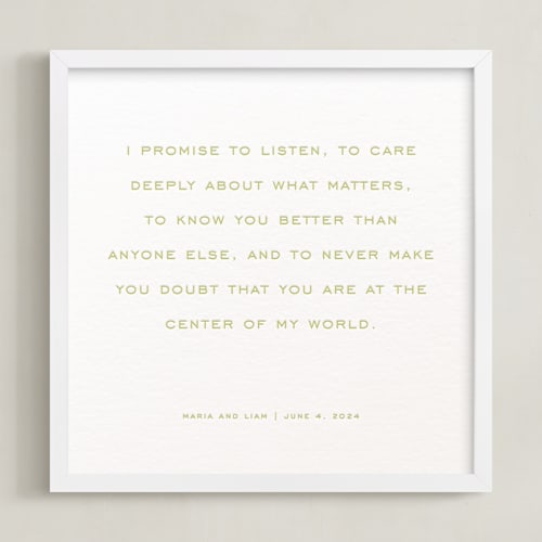 This is a grass green photos to art by Minted called your vows: square custom letterpress print 