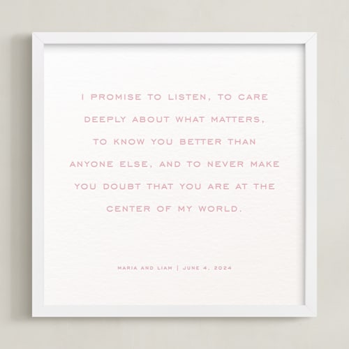 This is a rose photos to art by Minted called your vows: square custom letterpress print 