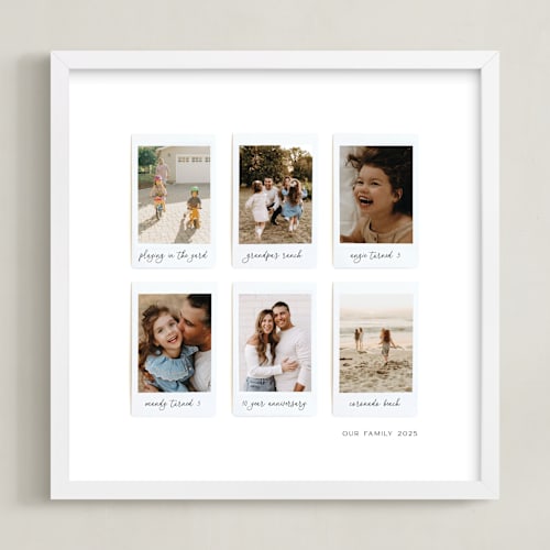 This is a white photo art by Olivia Kanaley Inman called six photo: square framed photo
