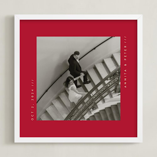 This is a red photo art by Lucrecia Caporale called contemporary typo: square framed photo
