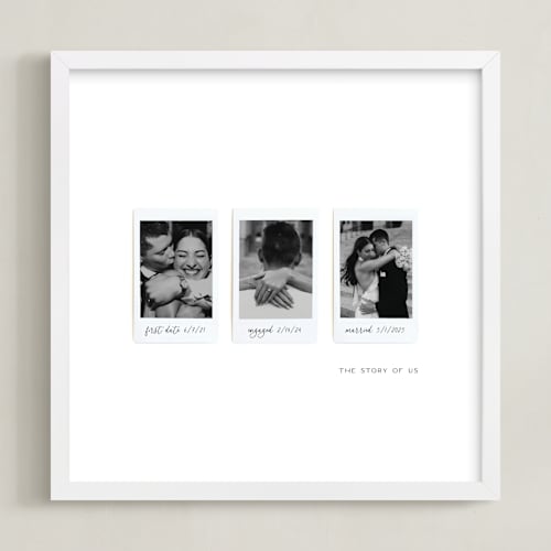 This is a white photo art by Olivia Kanaley Inman called three photo: square framed photo