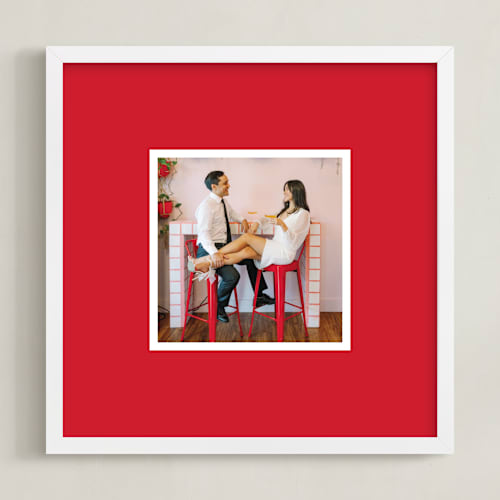 This is a red photo art by Minted called color border: square framed photo