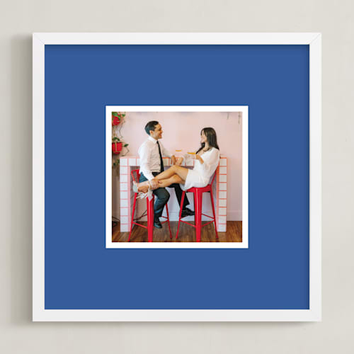 This is a blue photo art by Minted called color border: square framed photo