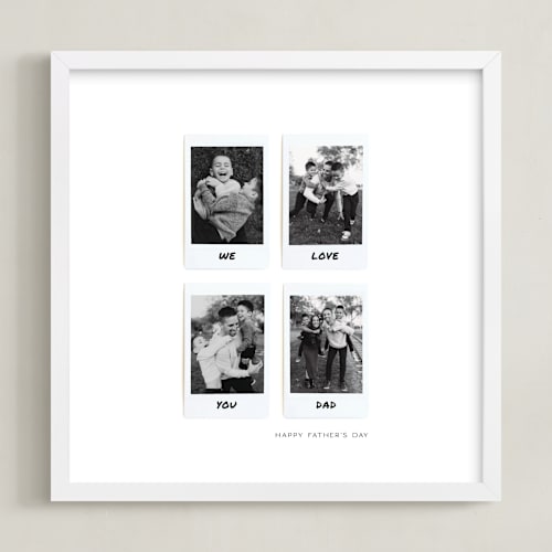 This is a white photo art by Olivia Kanaley Inman called four photo: square framed photo