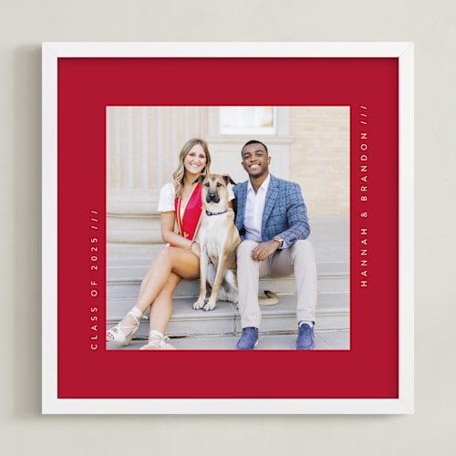 This is a red photo art by Lucrecia Caporale called contemporary typo: square framed photo