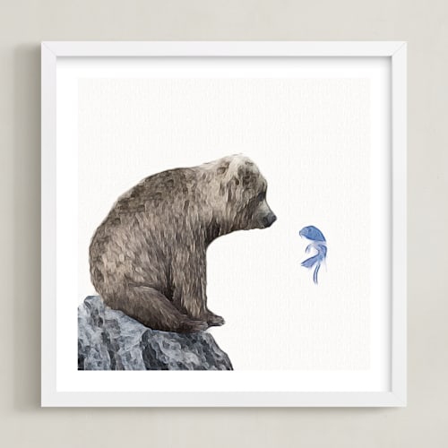 This is a blue fish kids wall art by Maja Cunningham called blue fish wish