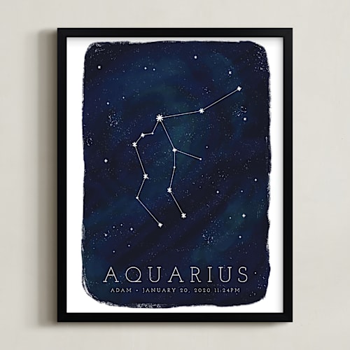 This is a galaxy personalized art for kids by Ashley Presutti Beasley called zodiac constellation aquarius