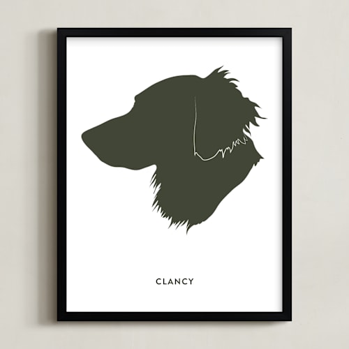 This is a olive shadow silhouette art by Minted called pet silhouette: custom print with text 