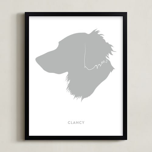 This is a cloud grey silhouette art by Minted called pet silhouette: custom print with text 