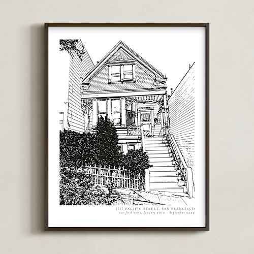 This is a black home wall art by Minted called house: portrait custom print with text