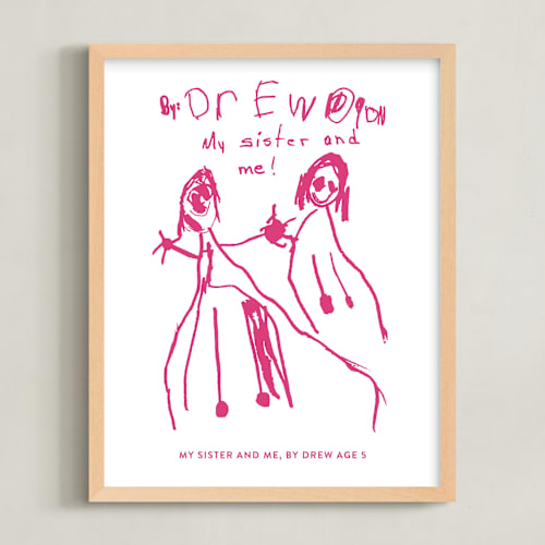 This is a brilliant pink photos to art by Minted called your drawing: portrait custom print