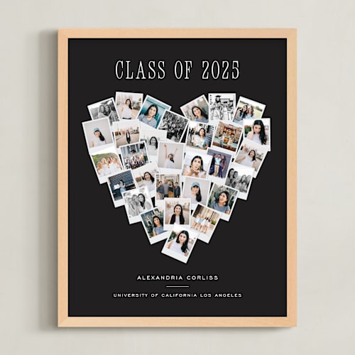 This is a black photo art by Minted called heart snapshot for grads: framed photo