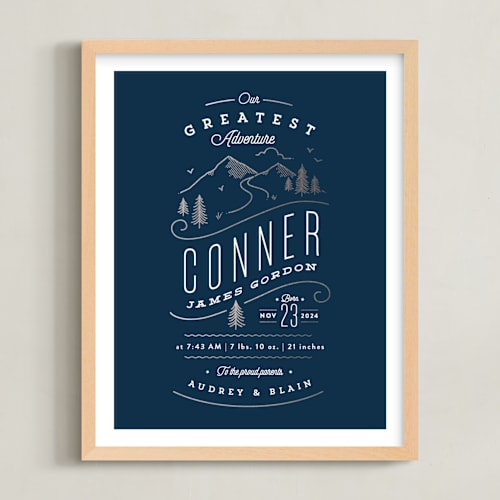 This is a navy foil stamped photo art by Jennifer Wick called greatest journey