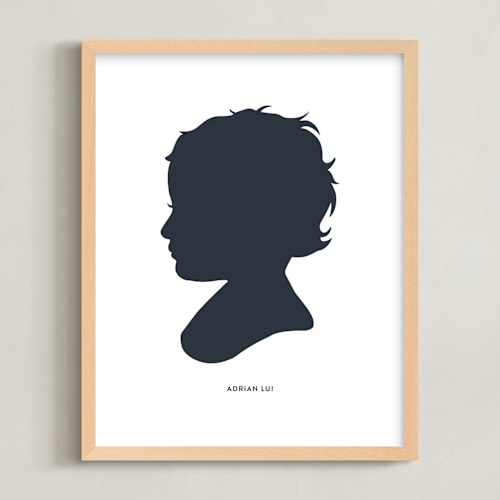 This is a midnight blue silhouette art by Minted called silhouette: custom print with text