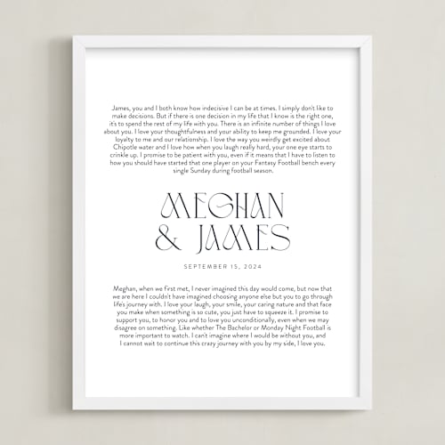 This is a midnight blue photos to art with standard by Minted called our vows: portrait orientation custom print