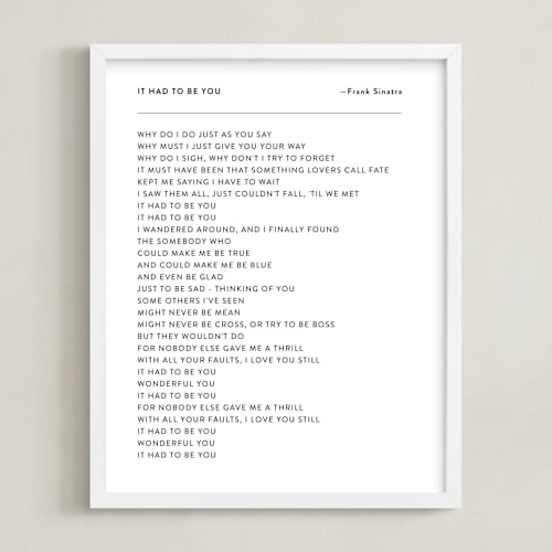 This is a white photos to art by Minted called your lyrics: custom print 
