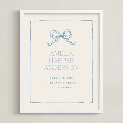 This is a dusty blue photos to art by Cass Loh called baby's bow: custom print