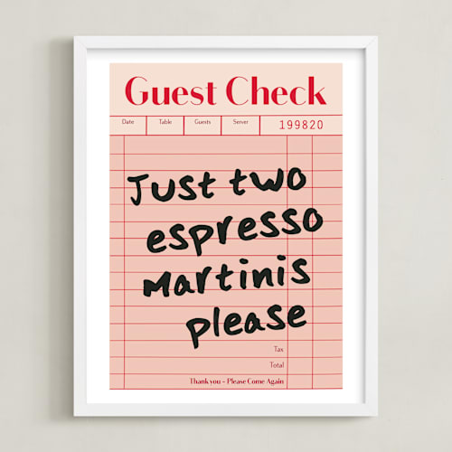 This is a blush photos to art by Jennifer Lew called guest check: custom print
