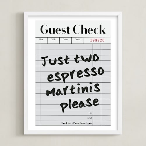 This is a linen photos to art by Jennifer Lew called guest check: custom print