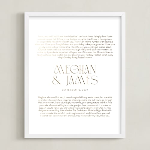 This is a gold photos to art by Minted called our vows: custom foil print