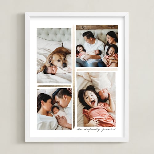 This is a gold foil stamped photo art with foil pressed by Hooray Creative called 4 photo collage