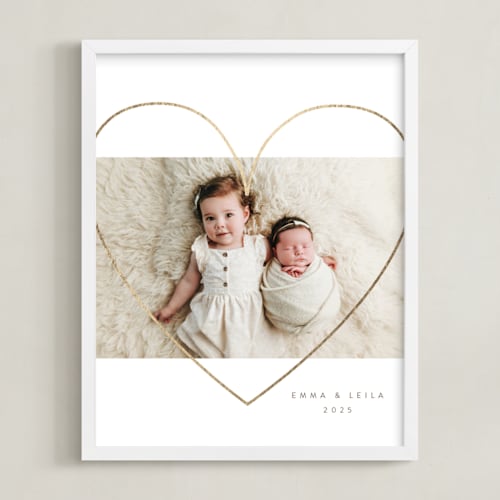 This is a gold foil stamped photo art by Itsy Belle Studio called heart outline: portrait foil framed photo