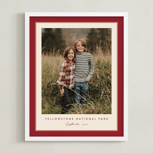 This is a cranberry photo art with standard by Carolyn MacLaren called ribbon frame: portrait framed photo