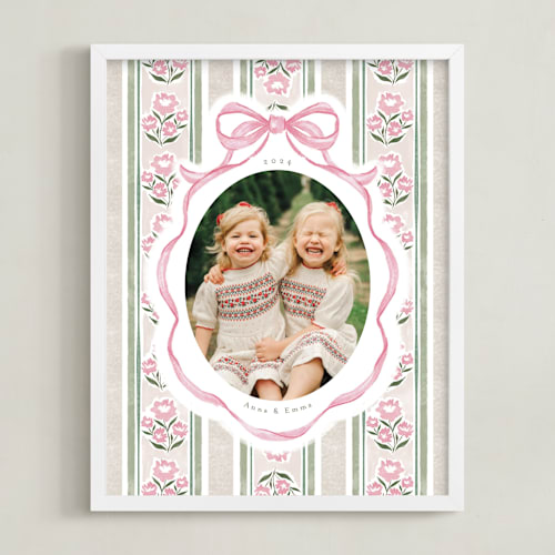 This is a peony photo art by Jackie Crawford called holiday ribbon: portrait framed photo