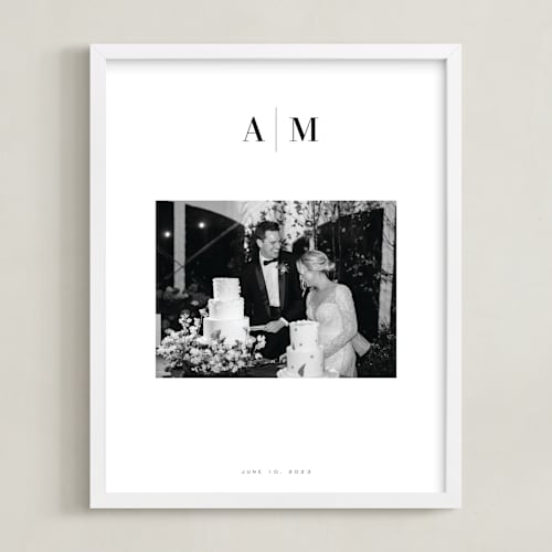 This is a white photo art by Minted called monogram: landscape framed photo 
