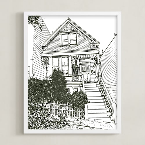 This is a olive shadow home wall art by Minted called house: portrait orientation custom print